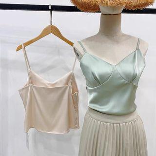 BNIP sleeveless sage / mint satin cami top (tags: camisole tank top ulzzang harajuku stylenanda tumblr minimalist korean style silk)