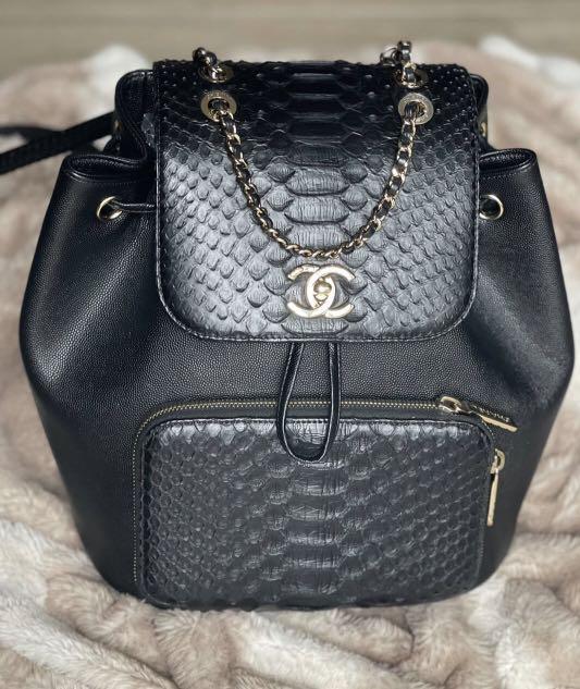 Chanel 18K Black Python Business Affinity Backpack with GHW