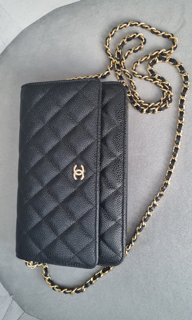 Chanel Turquoise Blue Patent Wallet On A Chain Woc