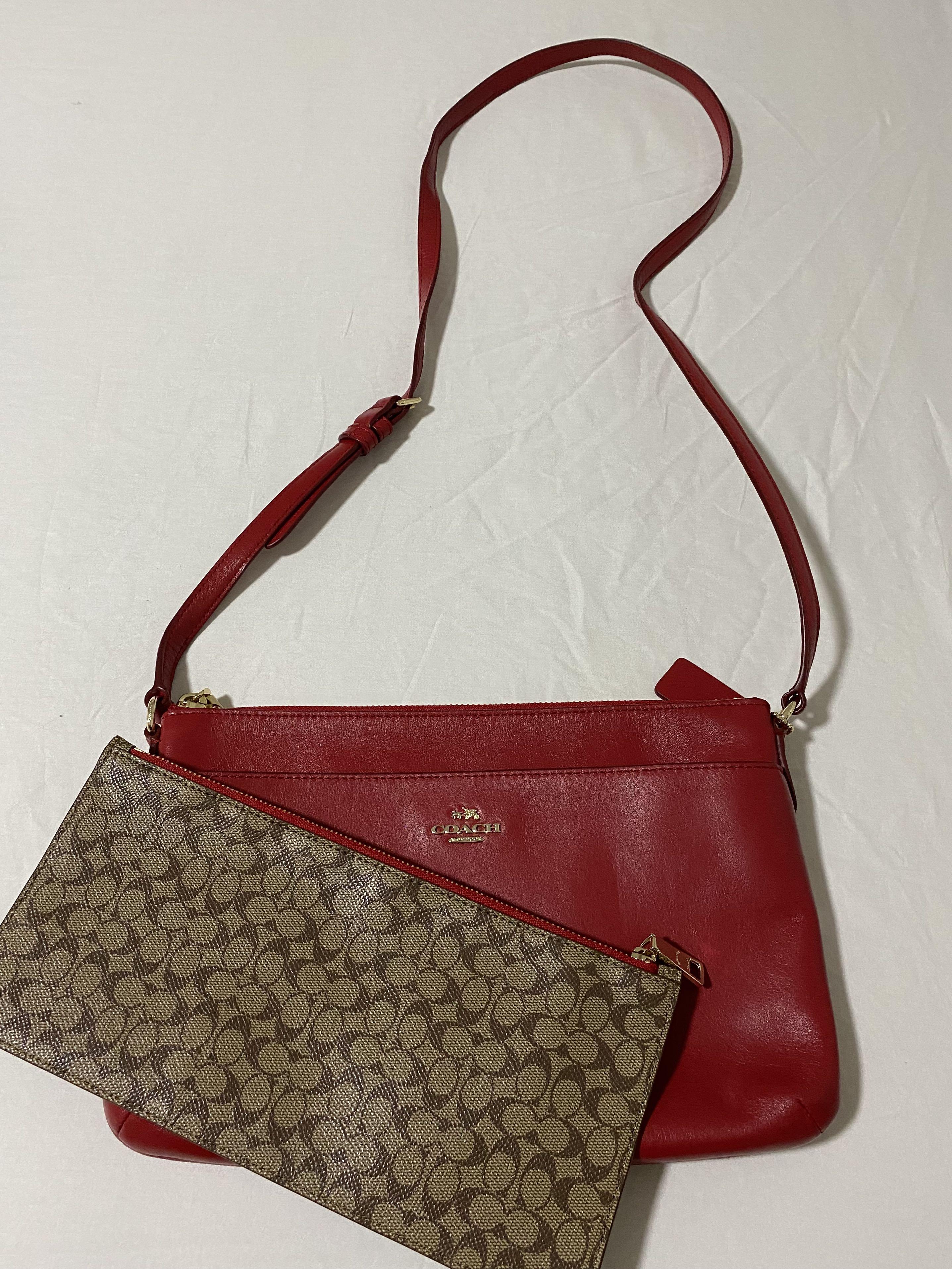 coach red sling bag