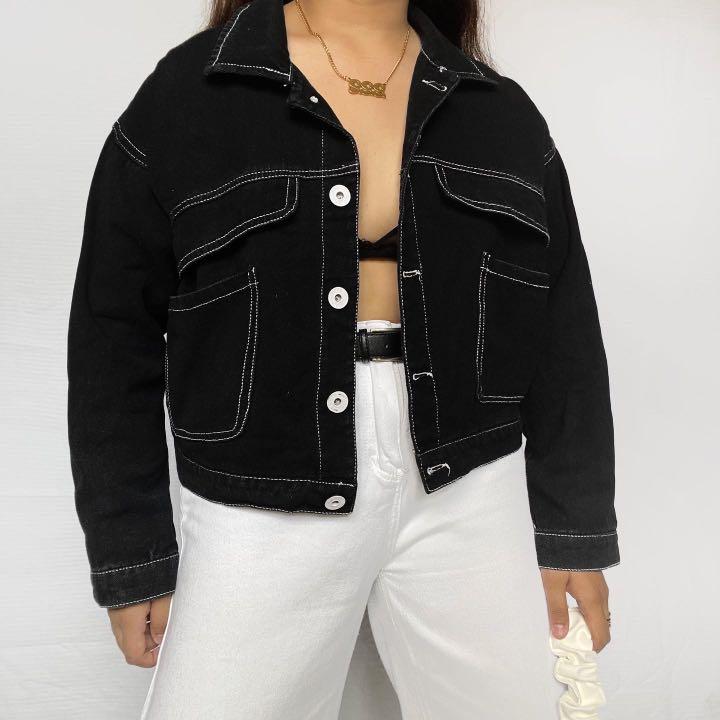 Contrast Stitch Denim Utility Jacket