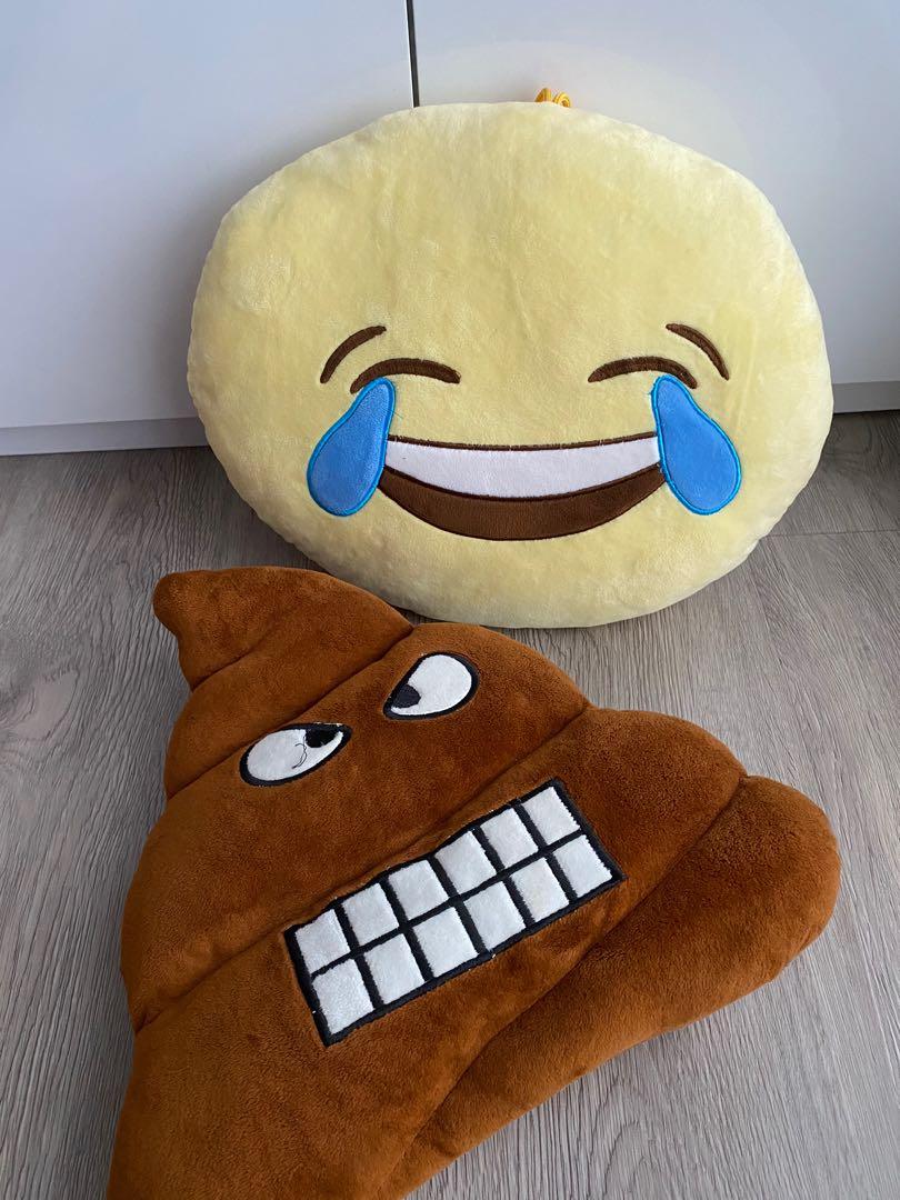 Emoji Cushion Pillows (Poop & Laughing), Furniture & Home Living, Home