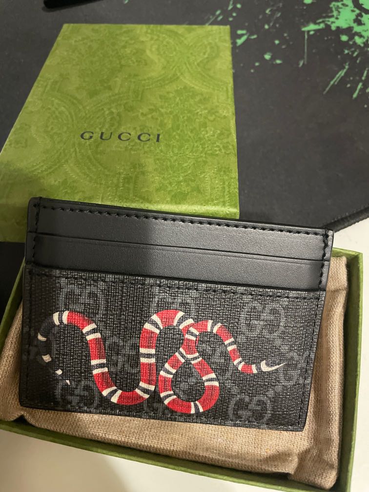 Gucci Kingsnake Print GG Supreme Card Case