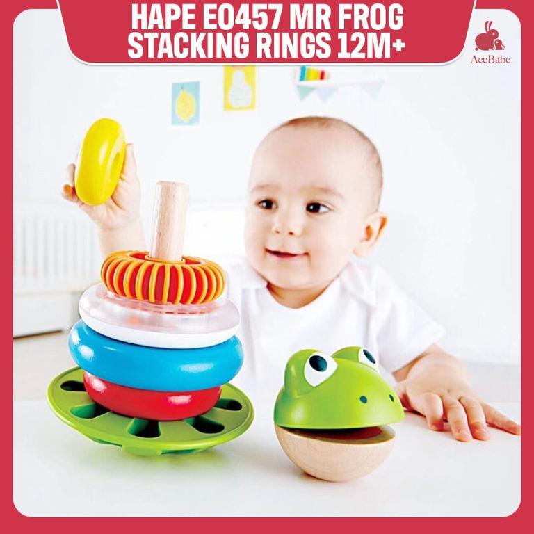 Hape Mr Frog Stacking Rings 12m+ Rotating Music Box 0M+ Jungle Peg ...