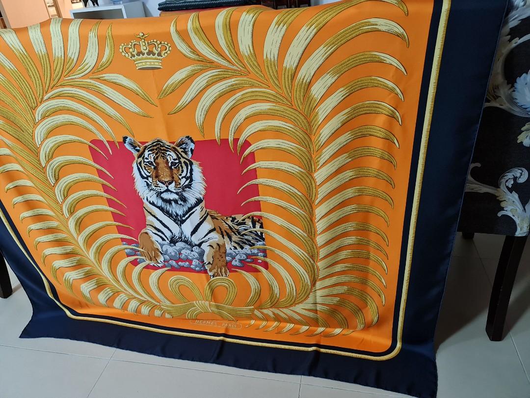 Hermes Tigre Royal double face multicolor silk scarf