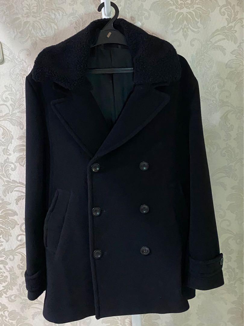 black winter overcoat