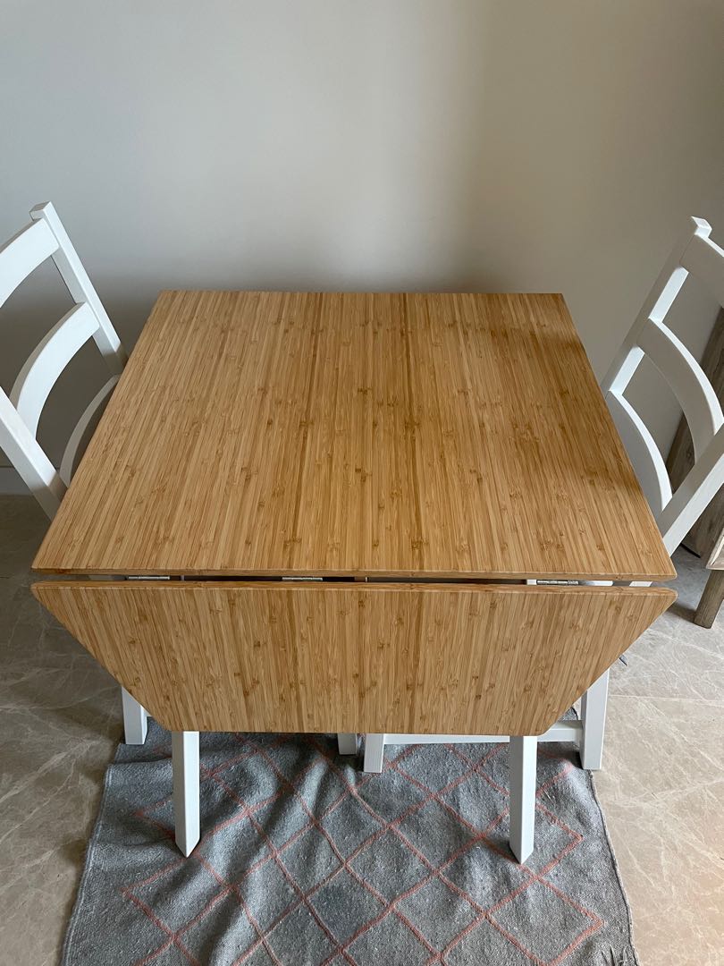 IKEA drop leaf table & 2x Nordviken chairs, Furniture & Home Living ...