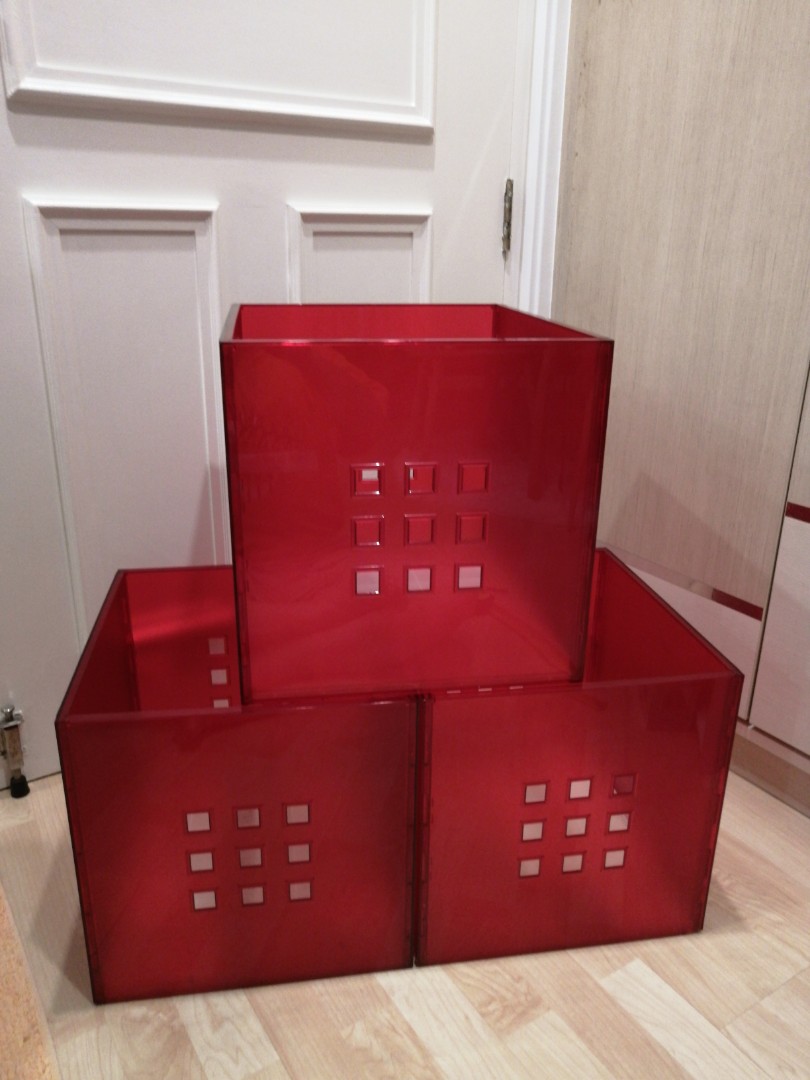 Red kallax boxes top