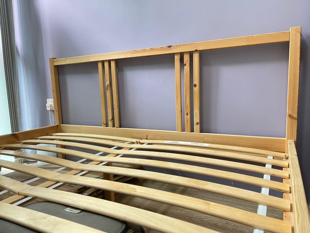 IKEA Tarva queensize bed frame (older model) with optional matress