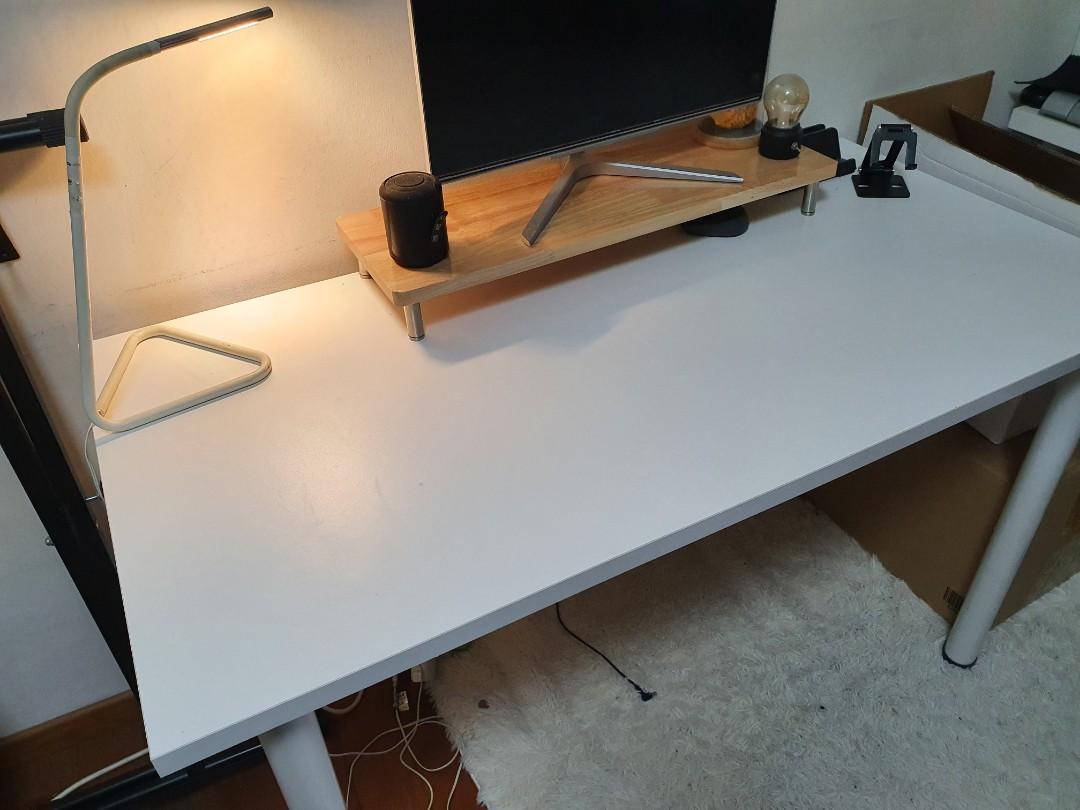 Ikea White Table/Study Desk/Computer Desk, Furniture & Home Living,  Furniture, Tables & Sets On Carousell