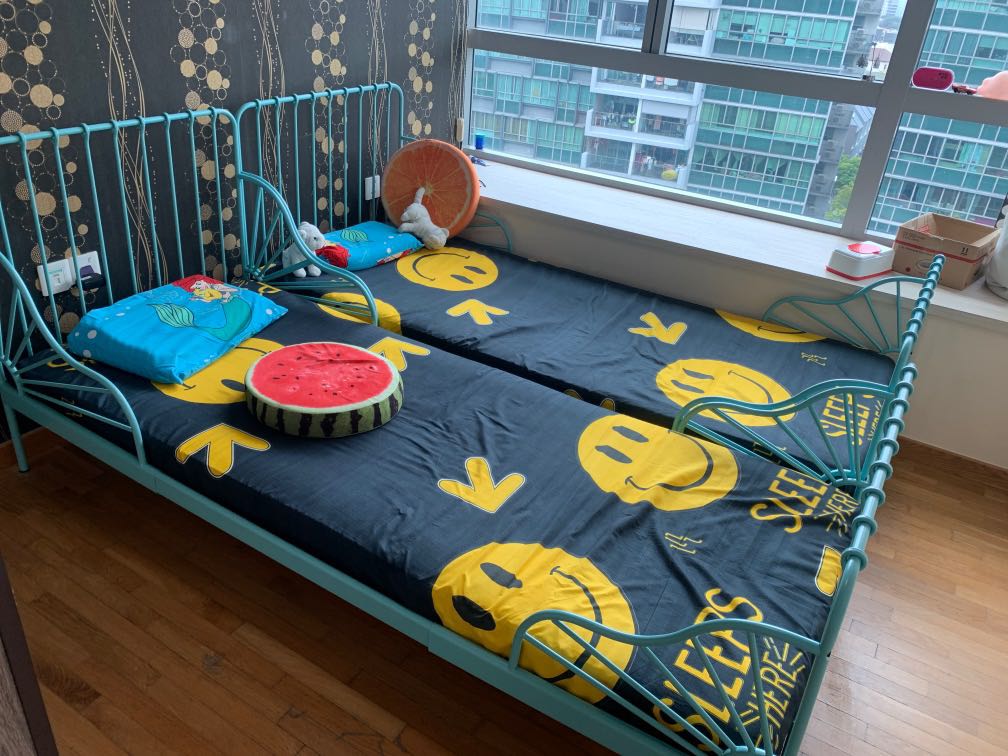 Ikea wrought iron bed frame and mattress with delivery, Furniture