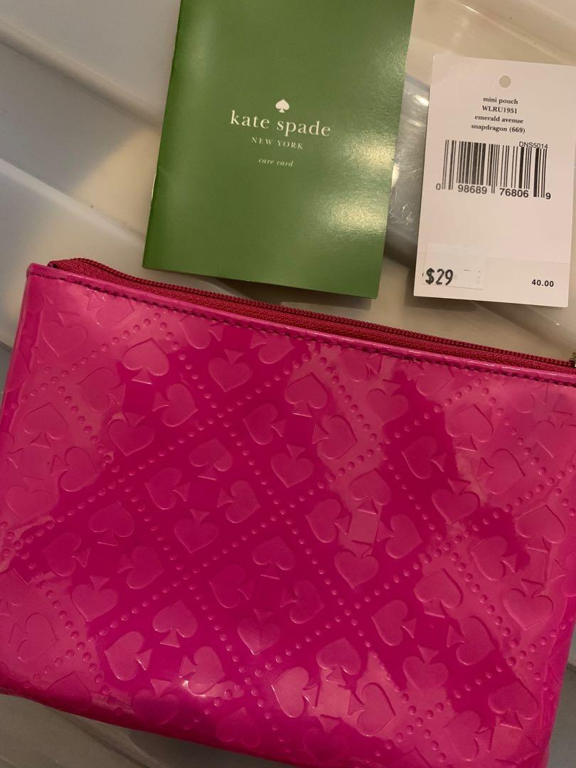 Kate Spade mini pouch - hot pink (Category: Luxury Bags & Wallets) located in Mandaluyong City. Submitted by amvvg (Listing ID 1142012676, Image 3). Description: Kate Spade mini pouch - hot pink with care card and tag Authentic from US All pictures posted Stored only not used but with stains from storage as seen in posted pic Selling for only 1150 Rfs: Decluttering For pickup in Mandaluyong.