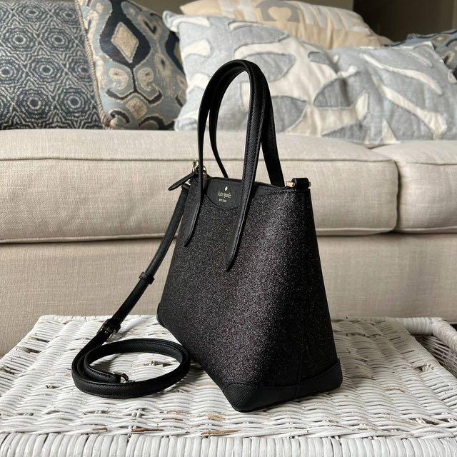 Black glitter kate spade purse sale
