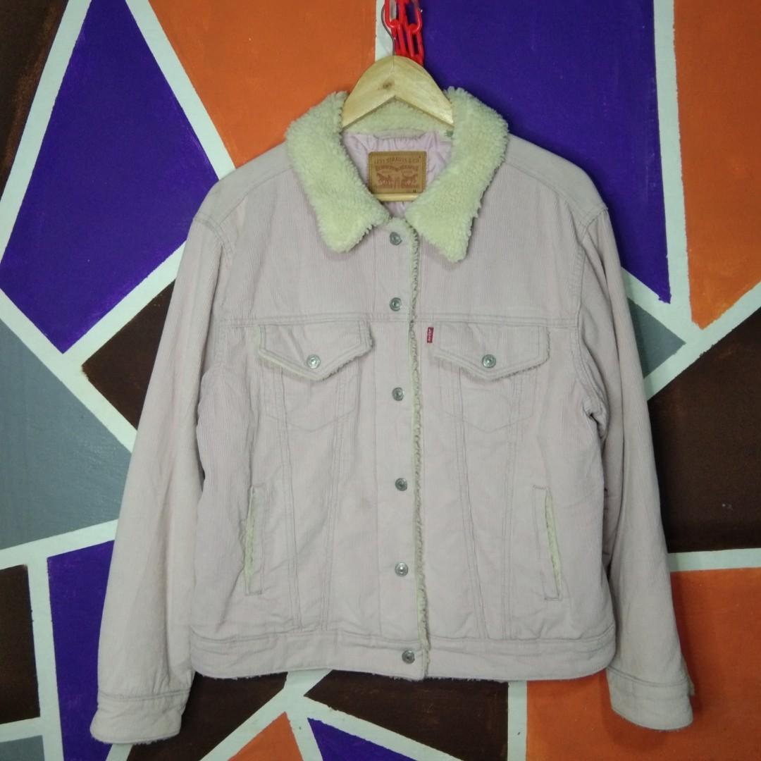 Fleece Trim Corduroy Trucker Jacket 