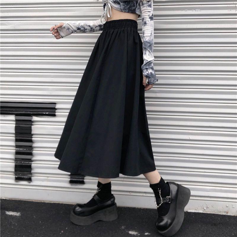 Korean black maxi skirt outlet