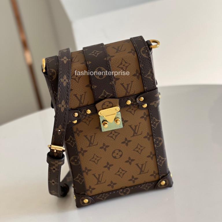 Louis Vuitton Brown, Pattern Print Monogram Reverse Vertical Trunk Pochette