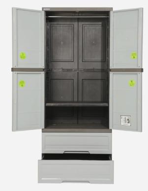 Megabox Wardrobe Cabinet (Category: Shelves, Cabinets & Racks) located in Quezon City. Submitted by uno_store (Listing ID 1141910831, Image 2). Description: Megabox Wardrobe Cabinet 2 Drawers Color: Gray Dimension (cm): L72.39 x W46.36 x H172 brand new P 4290.