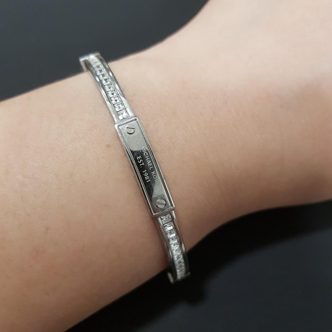 Michael Kors bangle authentic branded crystal shiny silver, Luxury,  Accessories on Carousell