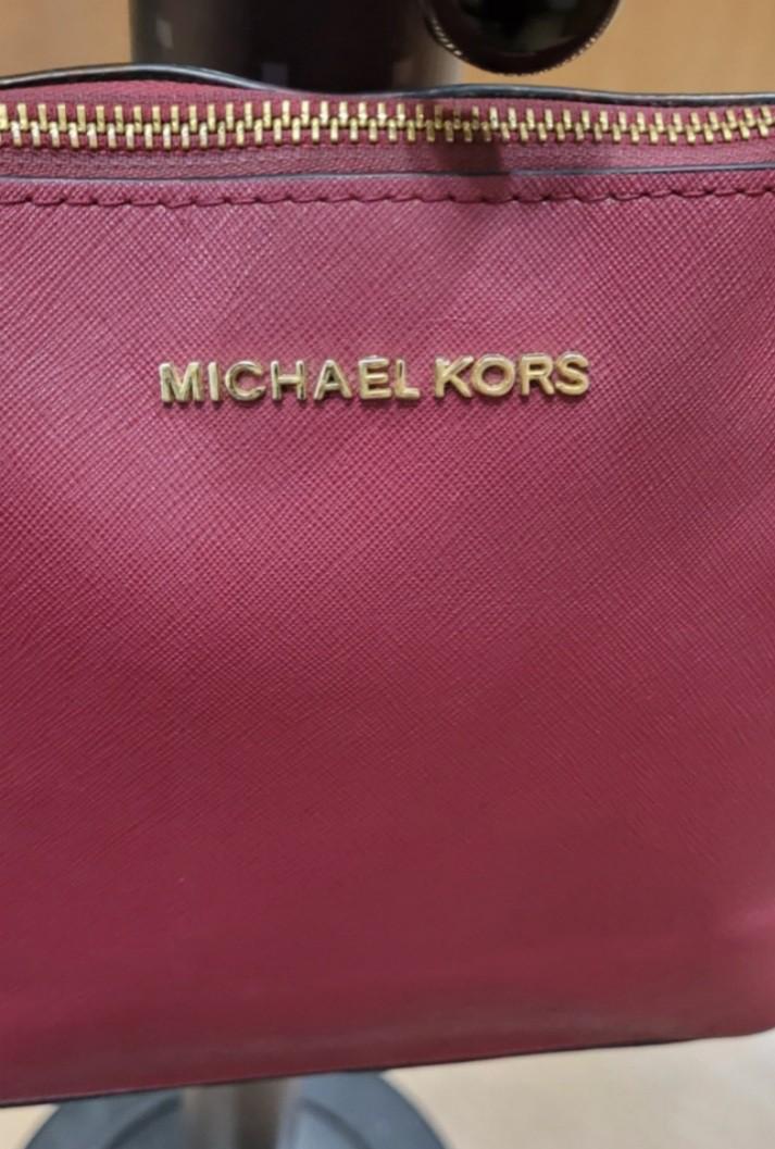 Michael Kors Cindy Large Plum Saffiano Leather Dome Cross-Body Bag