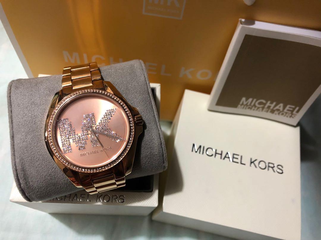 Michael Kors mk6555 logo with a stone(rose gold), Women's Fashion ...