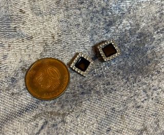 New - 方型黑色併閃石復古耳環 - vintage earrings  (包本地平郵 / included local surface mail postage) 64207892346755110