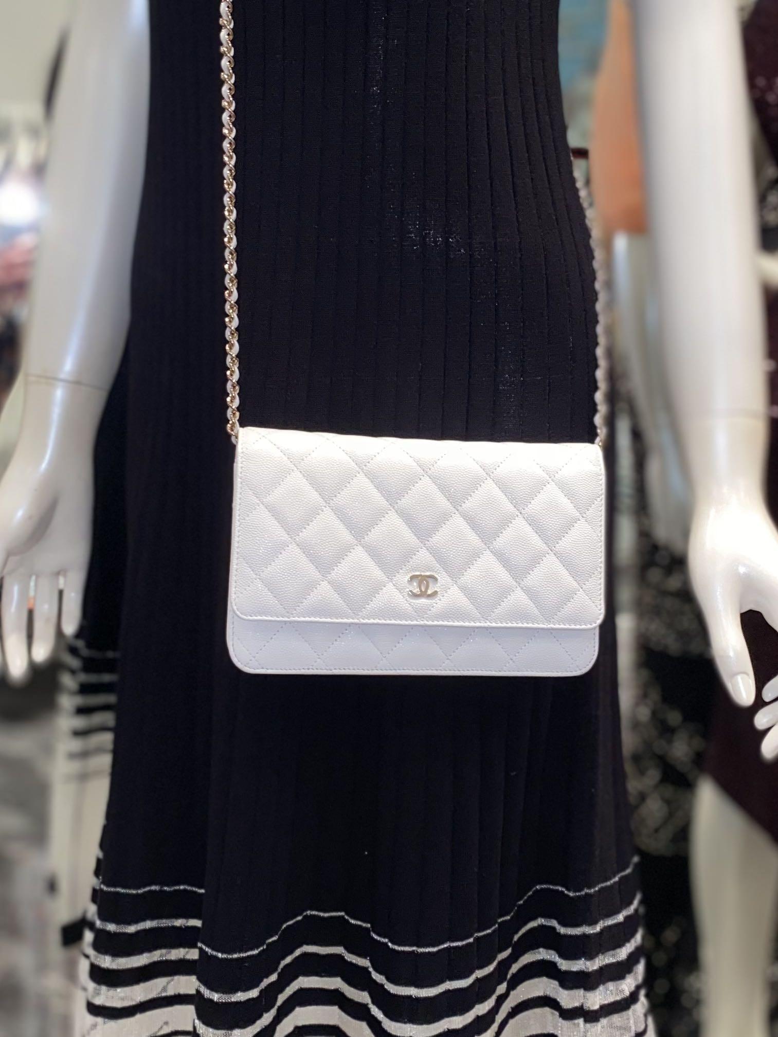 NEW CHANEL WHITE CAVIAR LEATHER WOC WALLET ON CHAIN CLASSIC FLAP MINI BAG  LGHW light gold, Women's Fashion, Bags & Wallets, Cross-body Bags on  Carousell