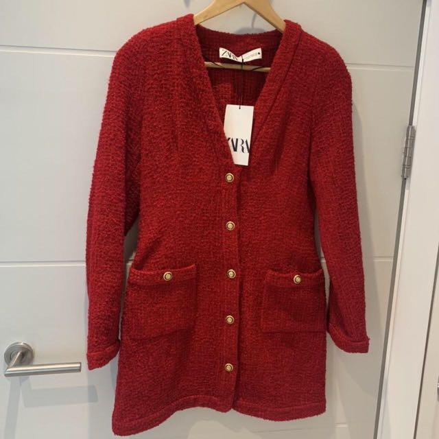 Zara red hotsell tweed dress