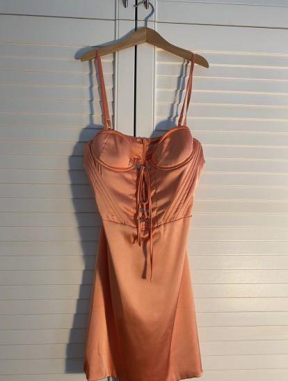 Oh polly satin orange dress hot sale