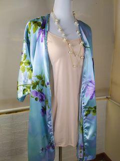 Pastel blue floral robe + slip dress #HuatNotBin