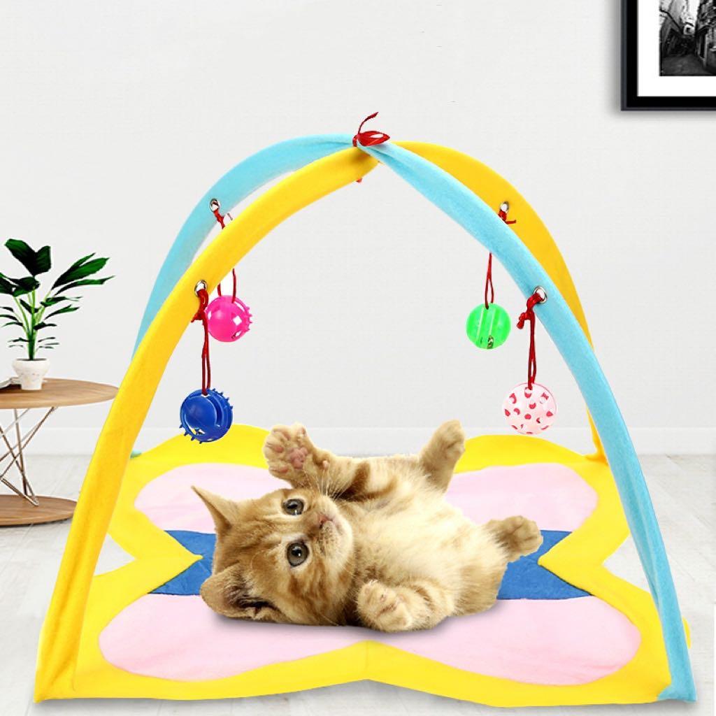 Pet Play Mat Tent with Hanging Toys Pet Gym Kitten Toy non cage condo litter Pet Supplies Homes Other Pet Accessories on Carousell