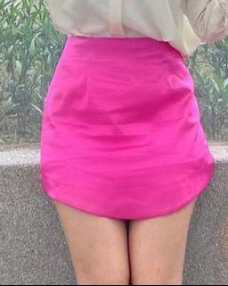 Pink Curved Hem Mini Skirt