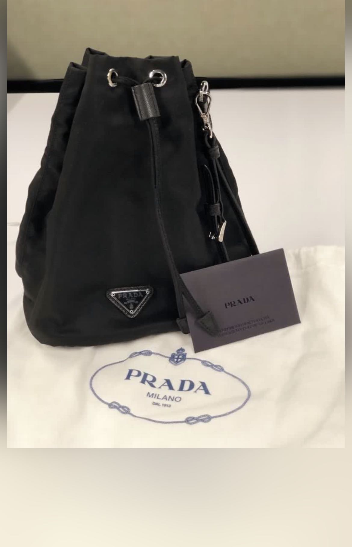 Prada Vela Drawstring Pouch, Women's Fashion, Bags & Wallets, Purses &  Pouches on Carousell