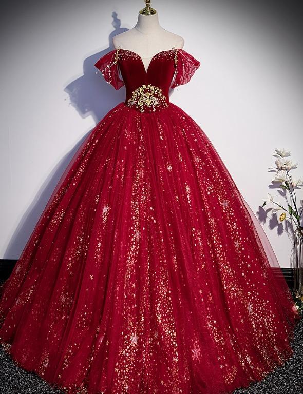 Red and silver evening hotsell gown