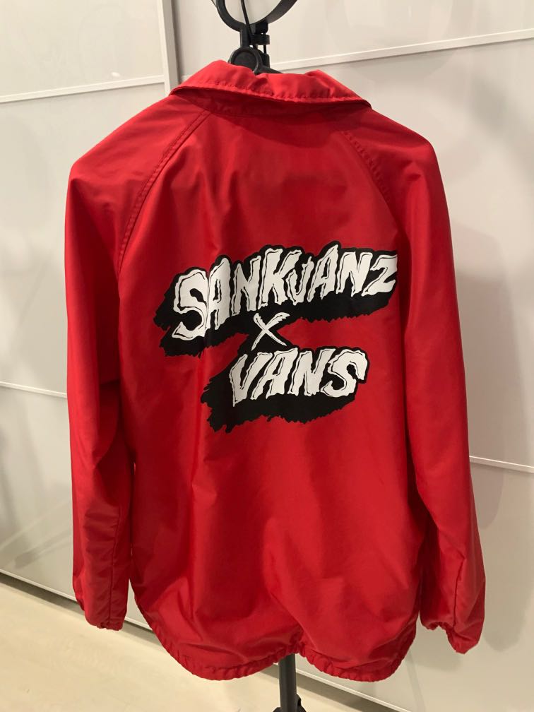 Red and top white vans jacket