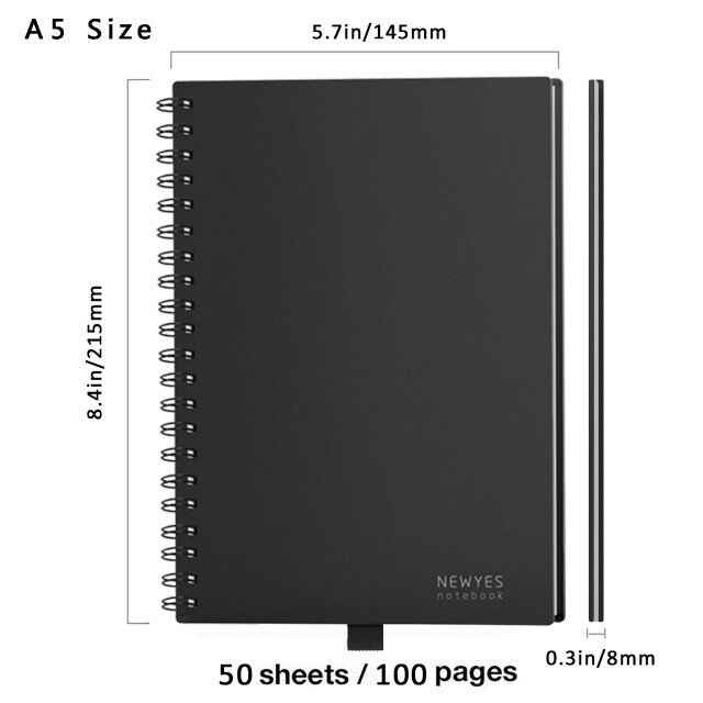 Aceyyk Erasable Notebook with Lines App Connection Reusable Smart Wirebound Notebook Cloud Storage Flash Storage Smart Reusable Notebook 