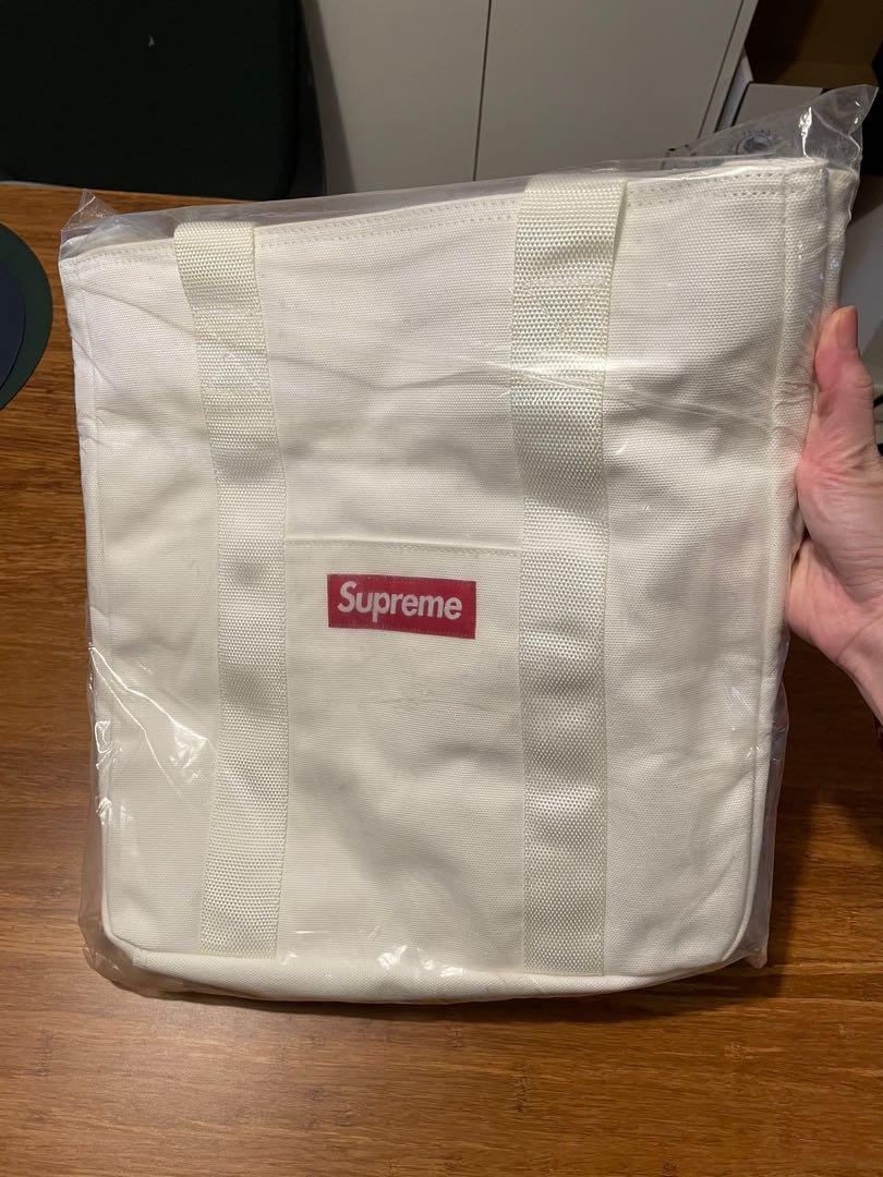 Supreme Canvas Tote bag white, 名牌, 手袋及銀包- Carousell