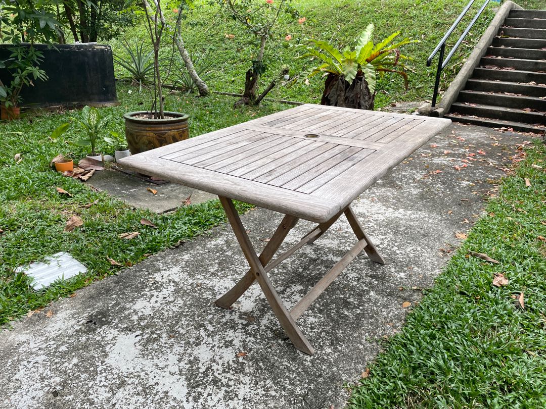 Teak & Mahogany Outdoors Perth Folding Table, Furniture & Home Living