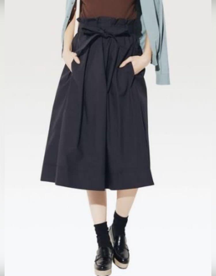 Black paperbag hot sale midi skirt