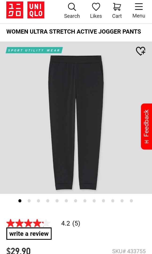 Uniqlo Women Ultra Stretch Active Jogger Pants in Black Size M