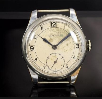 Vintage 1940s LONGINES 13.34 Sector Dial snap 33mm hinge case Swiss mechanical watch