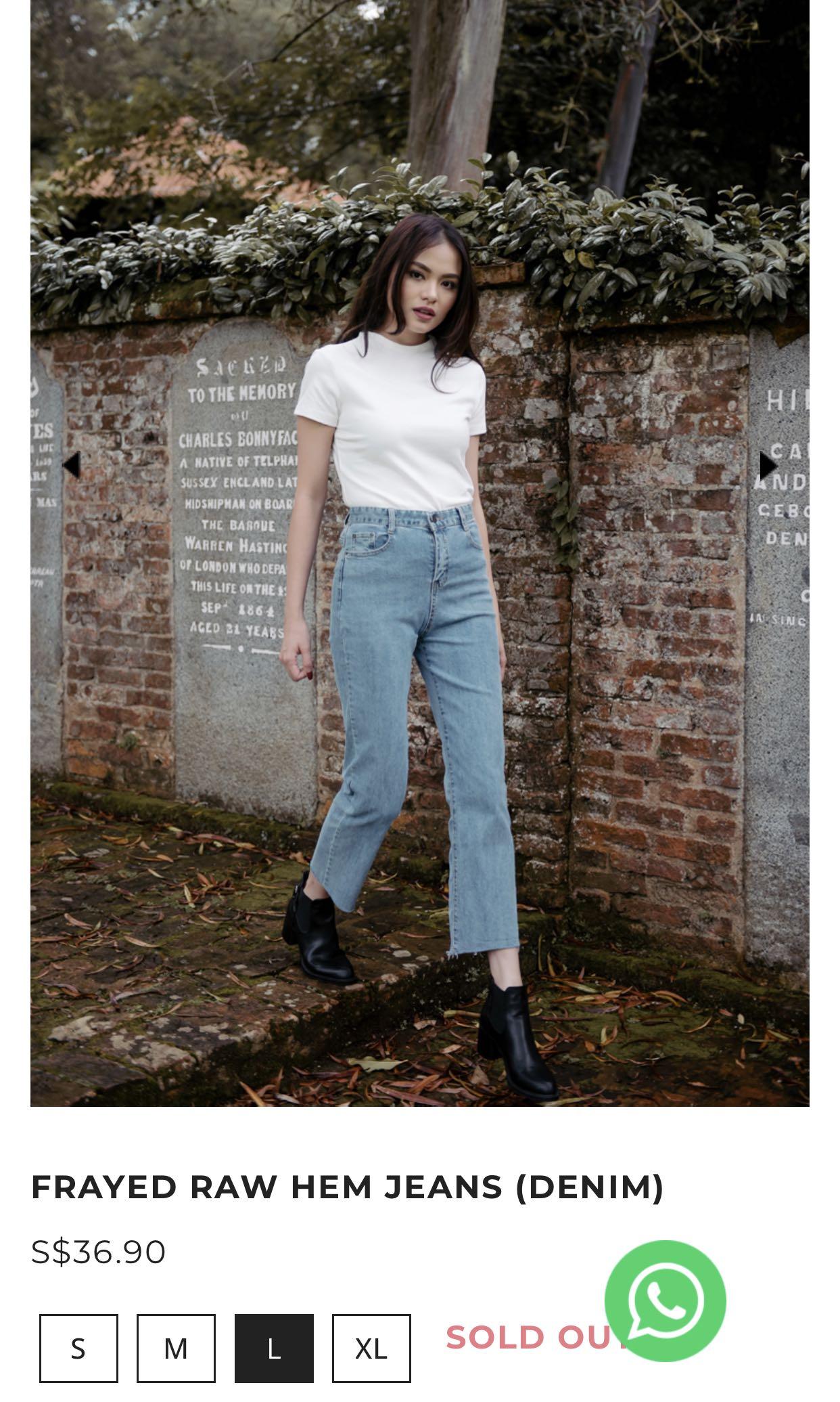 Frayed raw hem jeans cheap