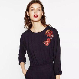 Zara embroidery jumpsuit