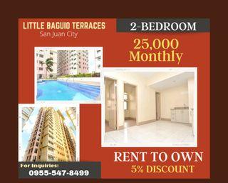 220K DP Lipat Agad! 2bedroom Rent to own/RFO condo San Juan City/Q.C Little Baguio Terraces nr.LRT,Aurora Blvd,Greenhills,Sta.Mesa,Ortigas,Araneta
