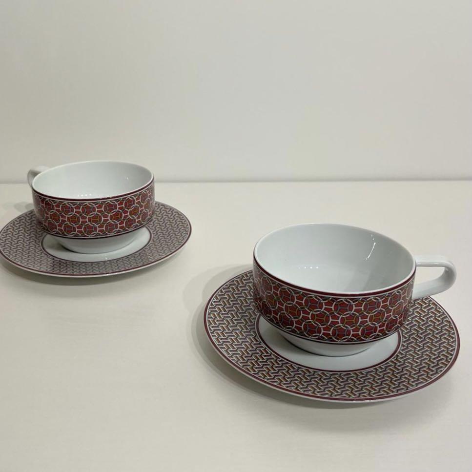 愛馬仕茶具套裝Hermes Tie Set Tea Cup & Saucer Set, 傢俬＆家居 