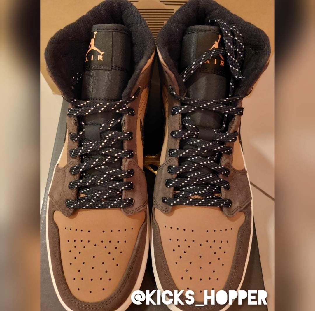 Air Jordan 1 Mid SE Dark Chocolate/Crimson Bliss, Men's Fashion