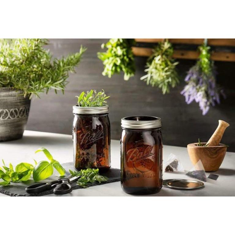 Ball Mason Jars 32oz Quart (Amber), Furniture & Home Living