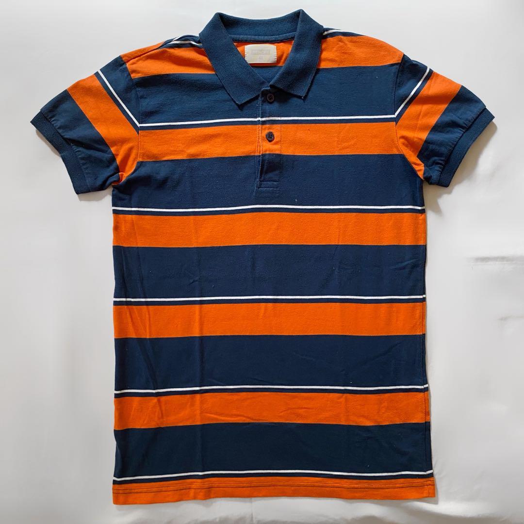 BENCH POLO SHIRT ORANGE BLUE STRIPES