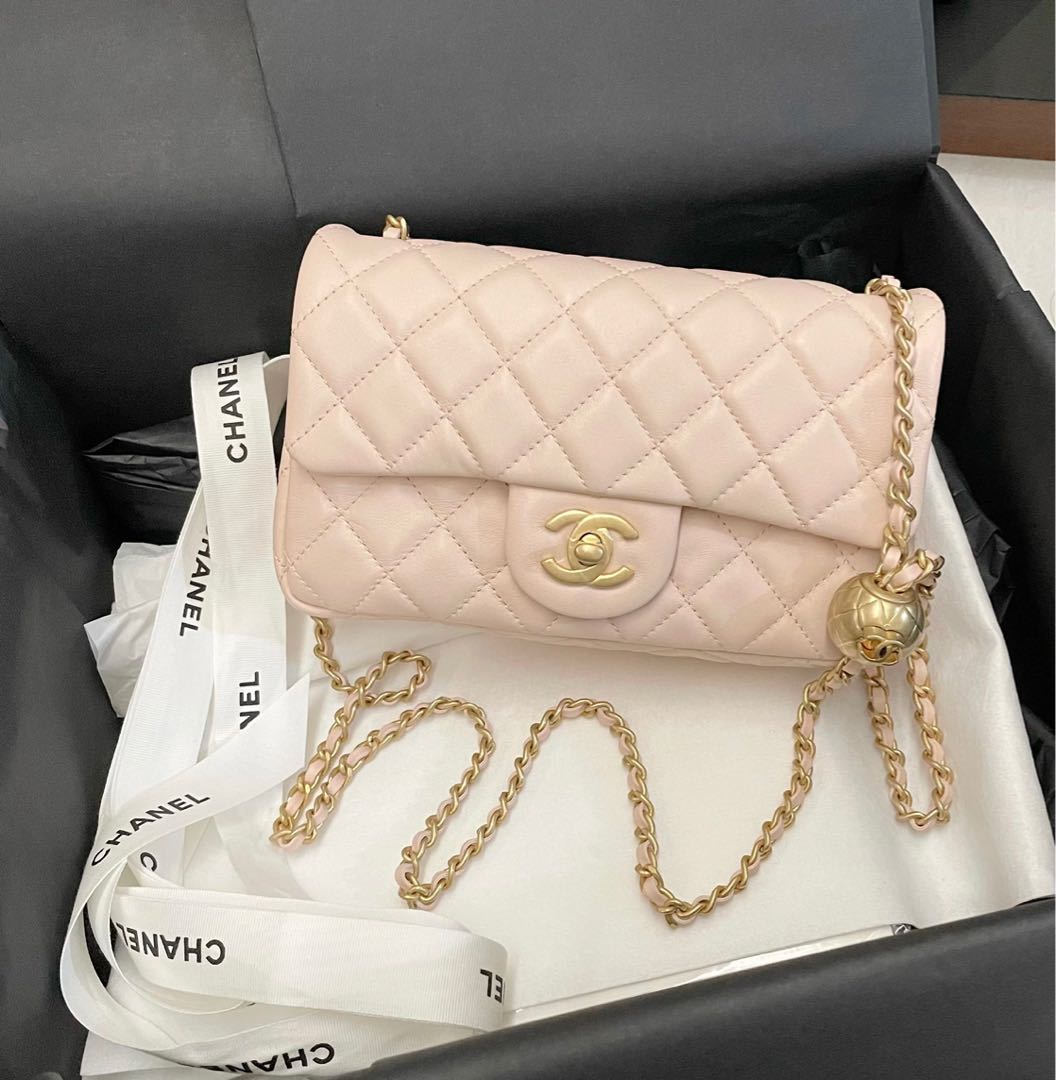 Chanel 22C Pearl Crush Mini Square, Luxury, Bags & Wallets on Carousell