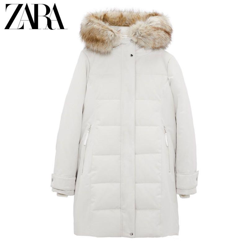 Brand New ZARA Long Winter Parka Jacket Milky White with Faux Fur Lining,  Women's Fashion, Coats, Jackets and Outerwear on Carousell