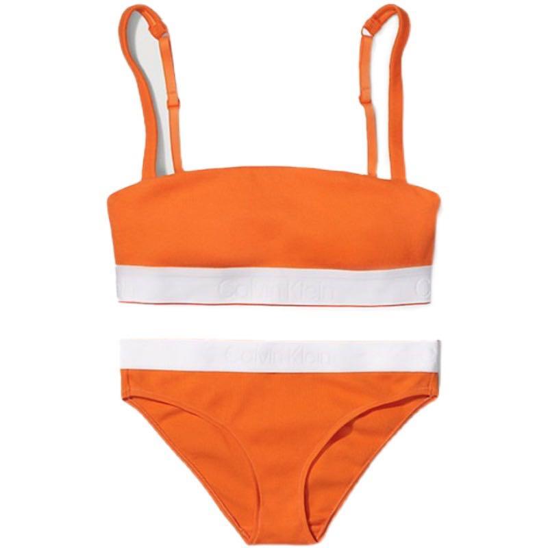 Calvin Klein jennie kim square neck orange bra and underwear preorder,  Women's Fashion, Undergarments & Loungewear on Carousell